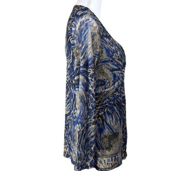 Reba sheer blue top, glamorous, bohemian, metallic, abstract, artsy, western - Picture 2 of 6